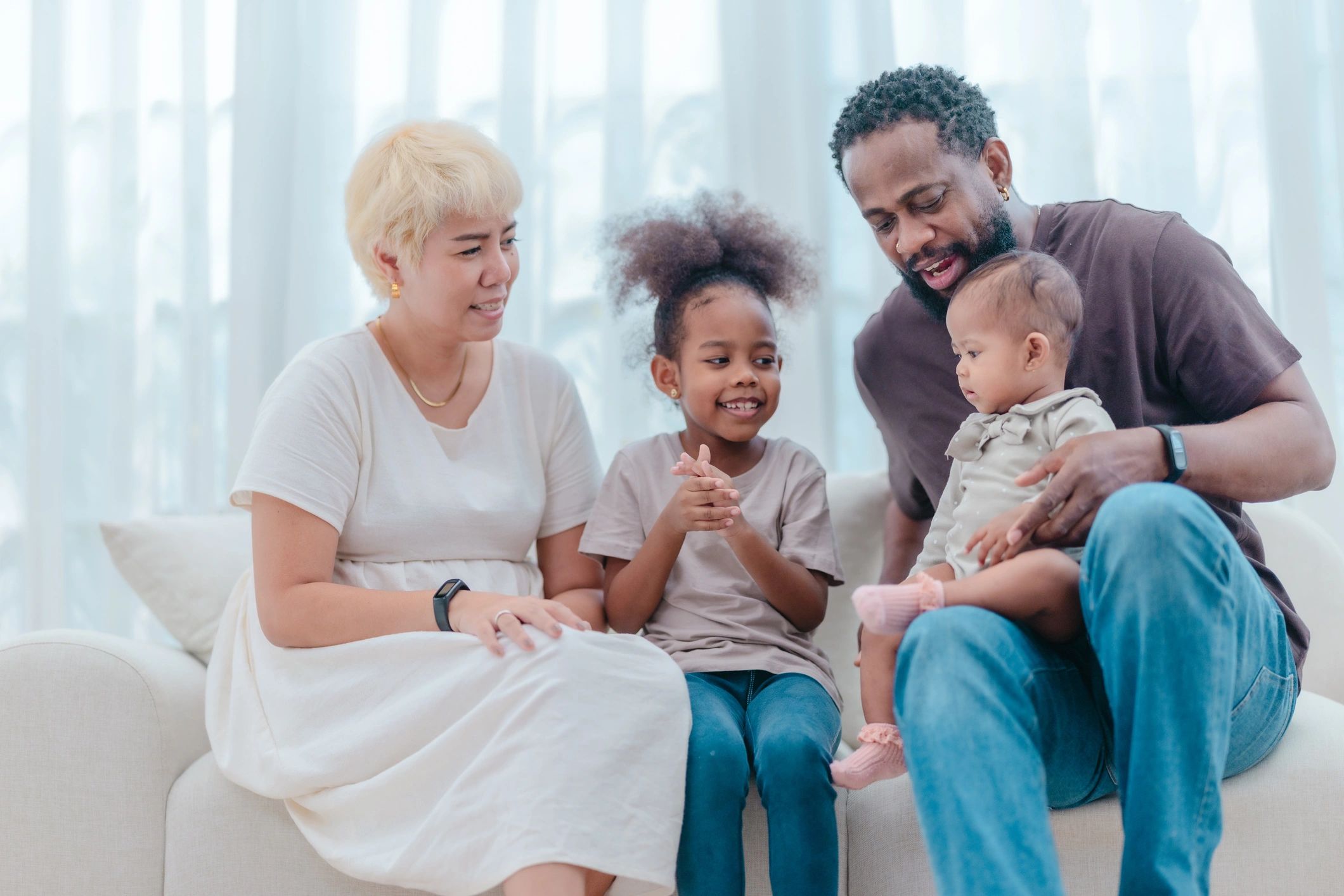 Family spending quality time together at home